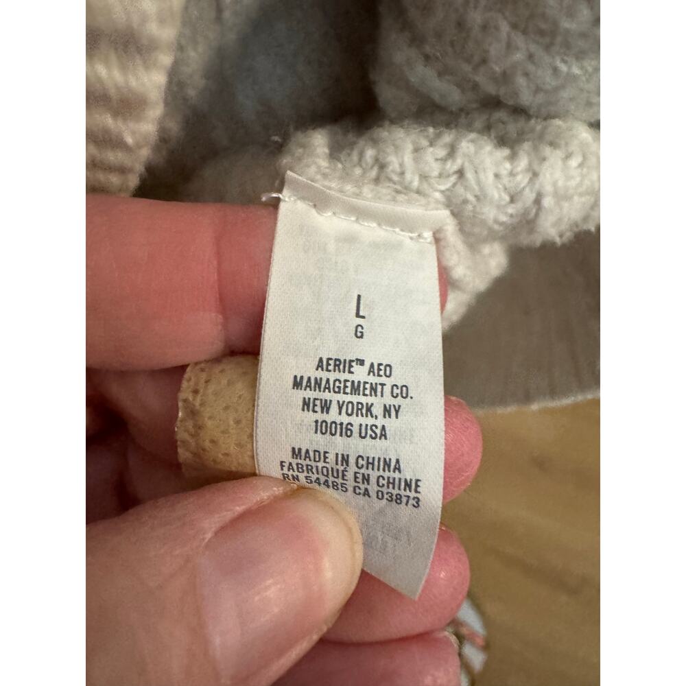Aerie Wide Rib Oversized Cardigan Grandpa Cream Oatmeal Cotton Blend L fits 2X - Picture 6 of 9